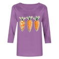 thumbnail image 6 of Fartey Cute Graphic Tees for Women Plus Size Easter Shirts Casual Loose 3/4 Sleeve Tunic Tops Soft Comfy Spring Summer Crew Neck T Shirts Purple S-5XL, 6 of 6
