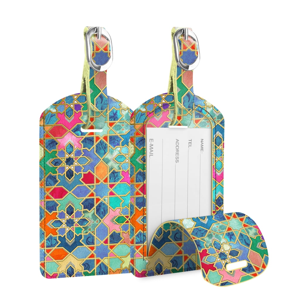 [2 Pack] Fintie Luggage Tags, PU Leather Name ID Label Holder with