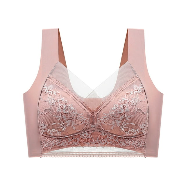 Kcodviy Women Lace Shaping Cup Compression Bra for Women Shoulder Strap Large Size Woman's Sports Bra Underwire Bra