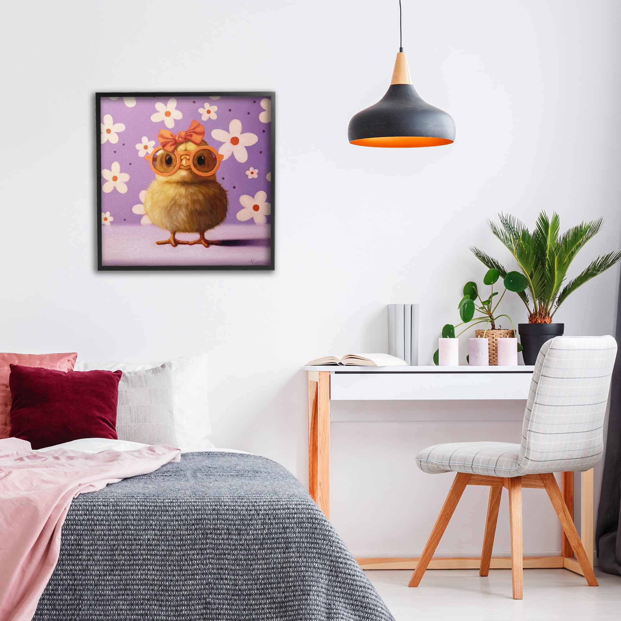 Stupell Industries Bow Peep Groovy Chick Black Framed Giclee Art, design by Lucia Heffernan
