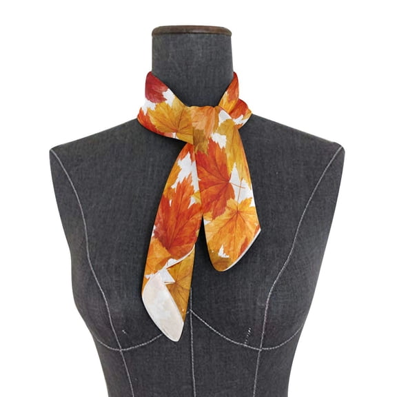 Square Scarf 24x24 Inch Maple Leaf Design Silky Satin Sun Protection Neck Scarf for Women Multi-Purpose Head Wrap Bandana for Hair Bag Decoration