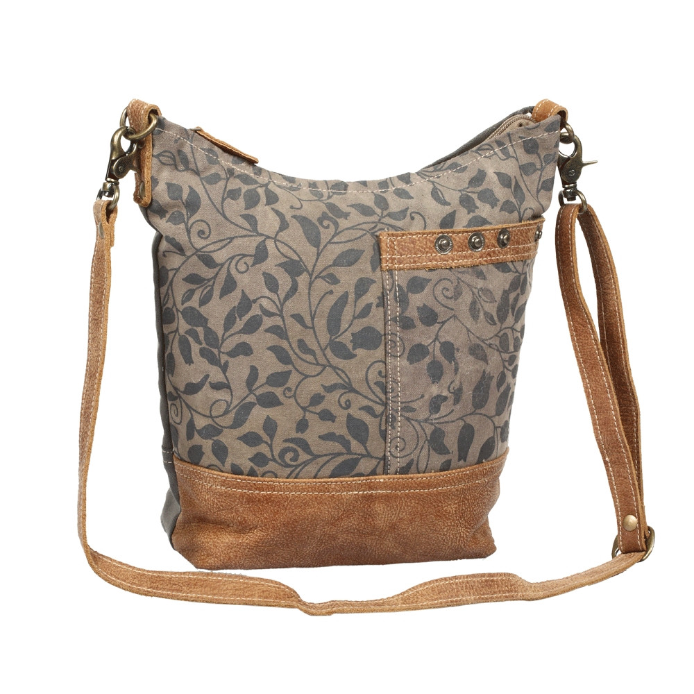 Myra Myra Bag Aloe Print Upcycled Canvas Leather Shoulder Bag S 