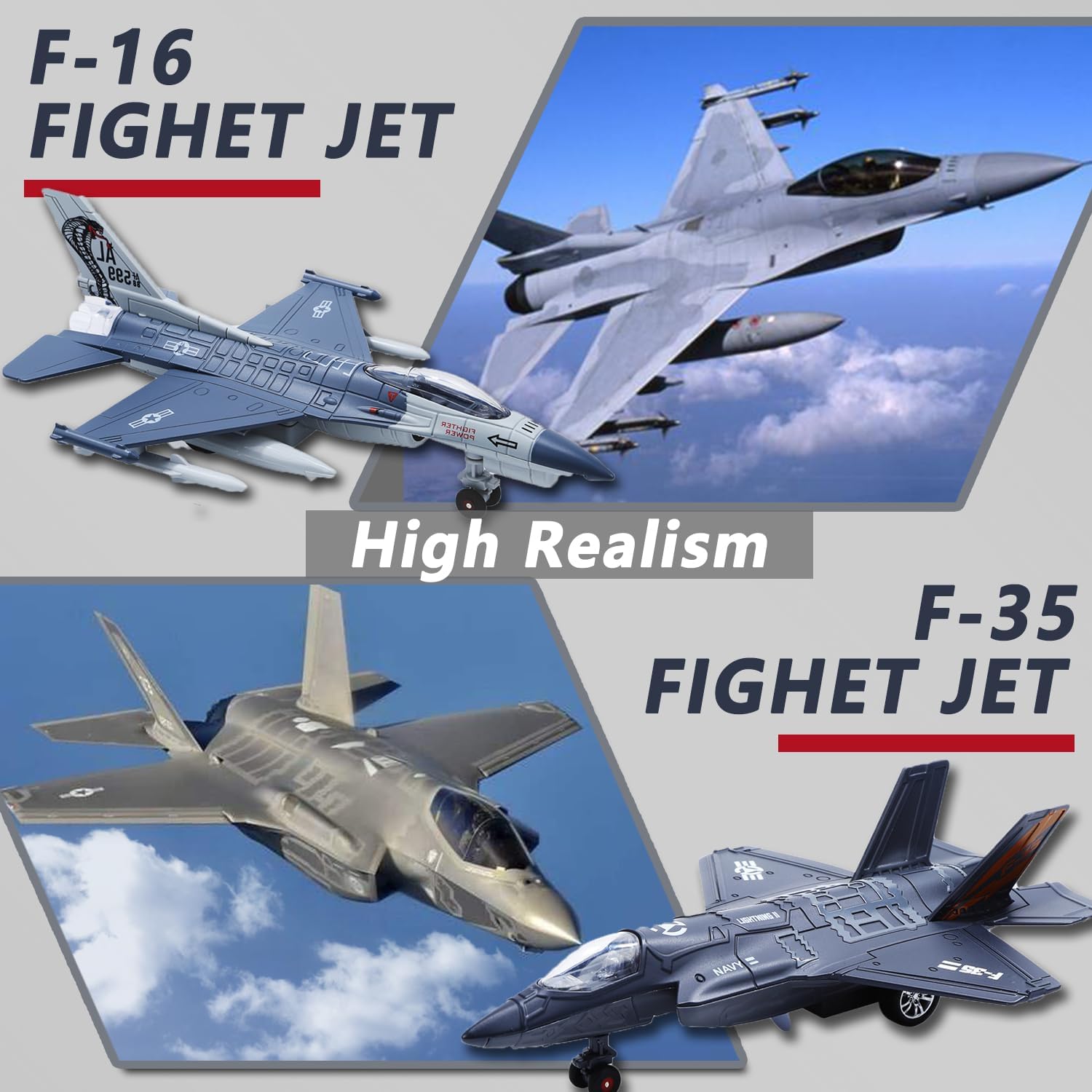 Top-kevin 2PCS Metal Fighter Army Toy Airplane Model with Sound and Light, Pull Back Alloy Plane Military Toy Diecast Jet Toy For Birthday Gift for Toddler Boys and Girls
