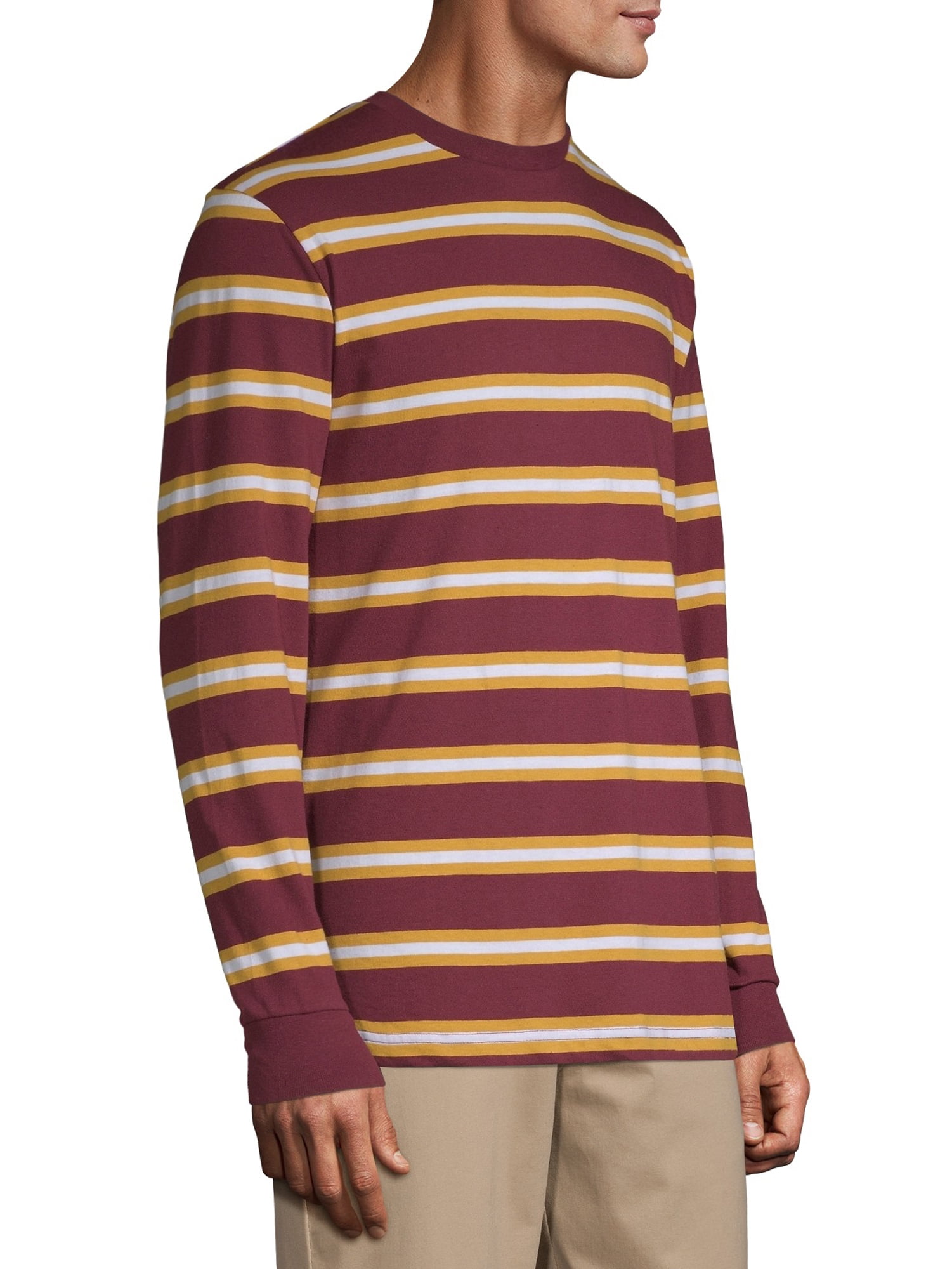 No Boundaries Men's and Big Men's Long Sleeve Stripe Tee