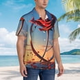 thumbnail image 2 of KLL Men's Hawaiian Shirt Short Sleeve Button Down Beach Shirts-Sunset Rose Elegance, 2 of 5