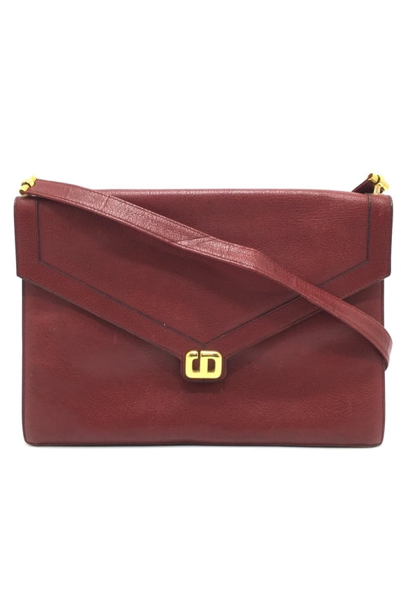 Pre-Owned Christian Dior CD hardware vintage leather shoulder bag for women, red (Good)