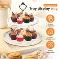 thumbnail image 2 of Wood Cupcake Stand 2 Tiers Wood Cupcake Holder Round Tiered Display Stand Detachable Cupcake Serving Tray Decorative Dessert Serving Stand Cookie Stand for Home Party Office, 2 of 10
