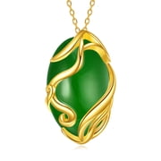 YAFEINI 14K Gold Plated Green Jade Pendant Necklace for Women S925 Sterling Silver Elegant Vintage Jewelry Gift for Mothers Day Birthday Anniversary