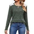 thumbnail image 3 of Camisas de Larga y Cuello Redondo para Mujer, Corte Holgado, Estilo Túnica Informal Elegante, Suéter, Ropa de Otoño e Invierno Verde L, 3 of 10