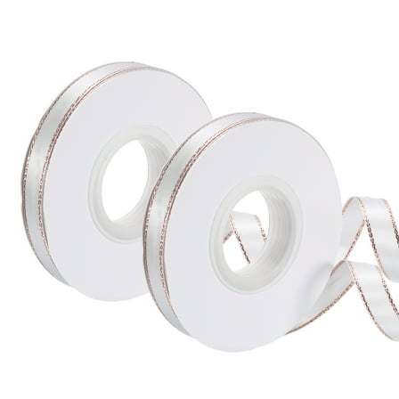 Uxcell Satin Ribbon with Gold Edge, 3/8 Inch x 50 Yards Double Face Satin Ribbon, Grey