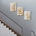 thumbnail image 4 of 3 Pcs Neutral Beige Botanical Wall art Modern Minimalist Florals Wall Decor White Neutral Botanical Posters Prints Beige Bloom Florals Textured Paintings Vintage Blossom Pictures 12x16in Unframed, 4 of 6