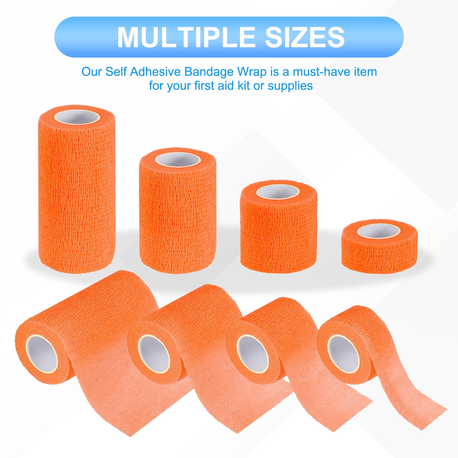 Uxcell Self Adhesive Bandage Wrap, Yard Elastic Self Breathable Self Adherent Wrap Tape for Stretch Athletic Sports Bright Orange