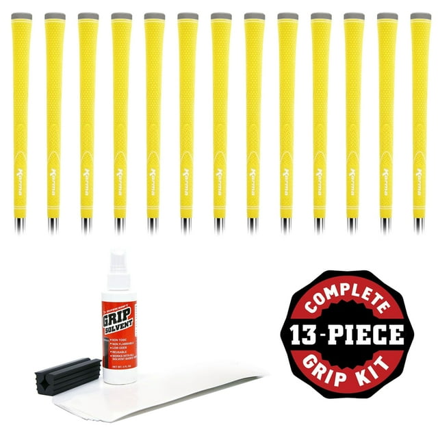 Karma Neion II Yellow Golf Club Grip Kit (13 Standard Grips, Solvent & Tape)