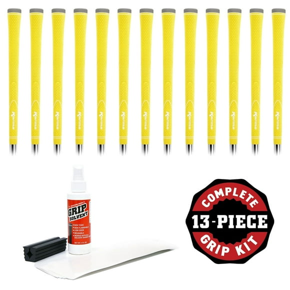Karma Neion II Kit de Poignées de Club de Golf Jaune (13 Poignées Standard, Solvant et Ruban)
