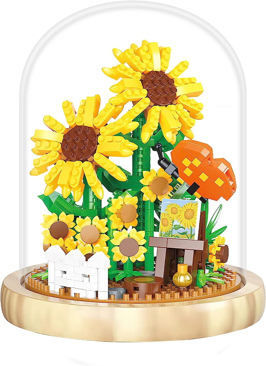 Sunflower Plant Decor Building Set for Adult, Flower Botanical Bonsai