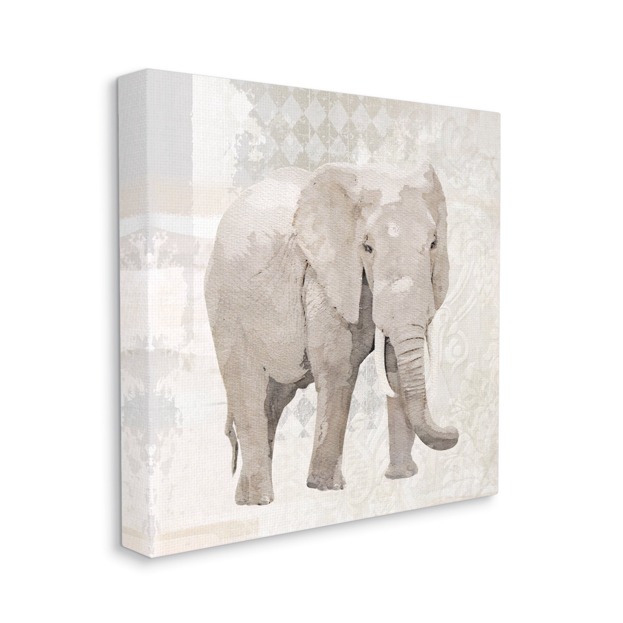 Stupell Patterned Elephant Vintage Collage Animals & Insects Painting Gallery Wrapped Canvas Print Wall Art