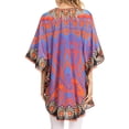 thumbnail image 2 of Sakkas Tallulah Wide Circle Blouse Poncho Top With Tie Neck Enclosure With Beads - Blue / Orange - OS, 2 of 4