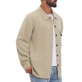 thumbnail image 4 of Men's Vintage Casual Button Down Chest Pocket Jacquard Knit Shirt Jacket S Khaki, 4 of 6