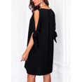 thumbnail image 4 of SMihono Robes d'Été Bohémiennes Femmes Grande Taille Mode Femmes Col en V Été Uni Décontracté Manches Courtes Mi-Mollet Robe, 4 of 7