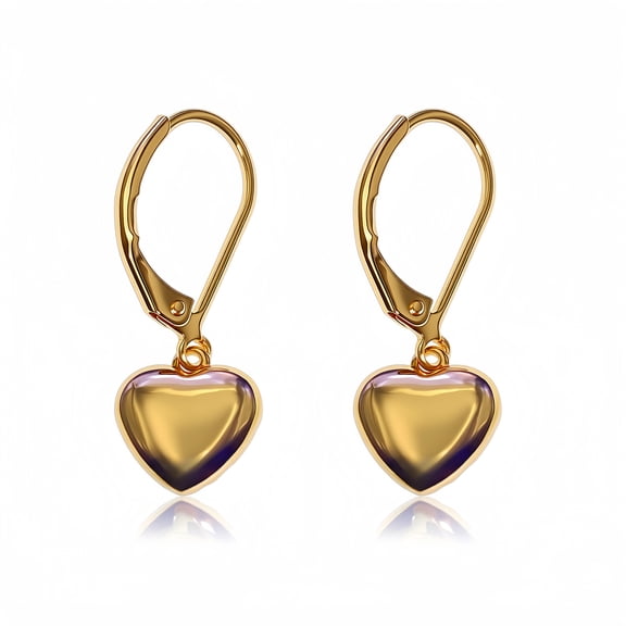 Gold Plated Heart Dangle Earrings for Women,Silver Dangle Leverback Earrings Hypoallergenic Love Heart Dangle Drop Earrings for Jewelry Gifts