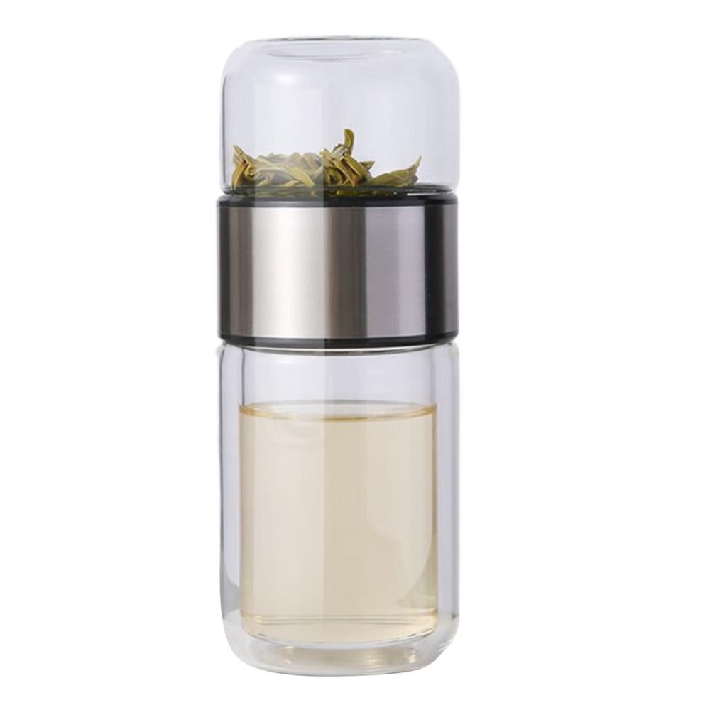 Ksruee Glass Water Bottle Tea Bottle Leakproof for Traveling Tea And Water Separation Tea Bottle for Loose Tea Flower Tea Home Traveling compatible