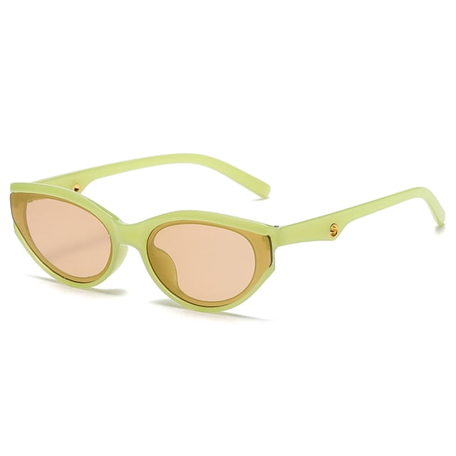 Under $5 Glasses Green Adults Unisex Summer Personality Fashion Transparent Retro Wide Leg Multicolor Small Sunglasses