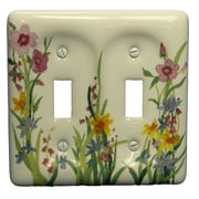 Leviton Wildflower Pattern Porcelain 2-Gang Wallplate Toggle Cover 89509-WFL