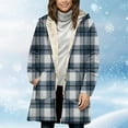 thumbnail image 5 of Horkkom Plaid Jacket for Woman Thin Fleece Zip Up Jackets with Hood Pockets Long Sleeve Overcoats L, 5 of 8