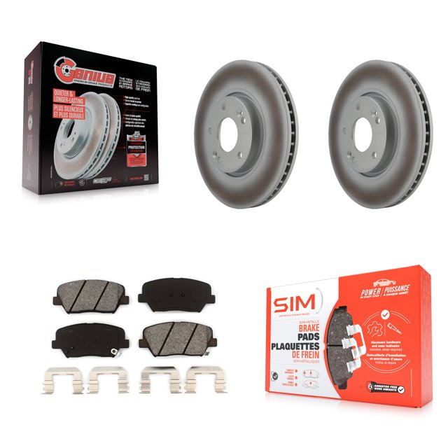 Transit Auto Front Coated Disc Brake Rotors and Semi-Metallic Pads Kit for Car 2014-2017 Kia Rondo KGS-100347