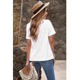 thumbnail image 1 of ABPHQTO Camiseta de manga corta enrollada de color sólido blanco para mujer, 1 of 5
