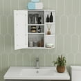 thumbnail image 3 of 23.42" White Bathroom Medicine Cabinet with Mirror, Wall-Mounted Storage Cabinet with Adjustable Shelves (6.69"D X 23.22"H), 3 of 9