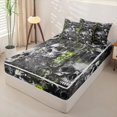 thumbnail image 2 of Homewish Spooky Skull Zipper Twin Comforter Sets with Fitted Sheet and 2 Pillowcases For Adults Teens,Flower Halloween Zipper Bedding Set,Green,Black Reversible,4pcs, 2 of 8