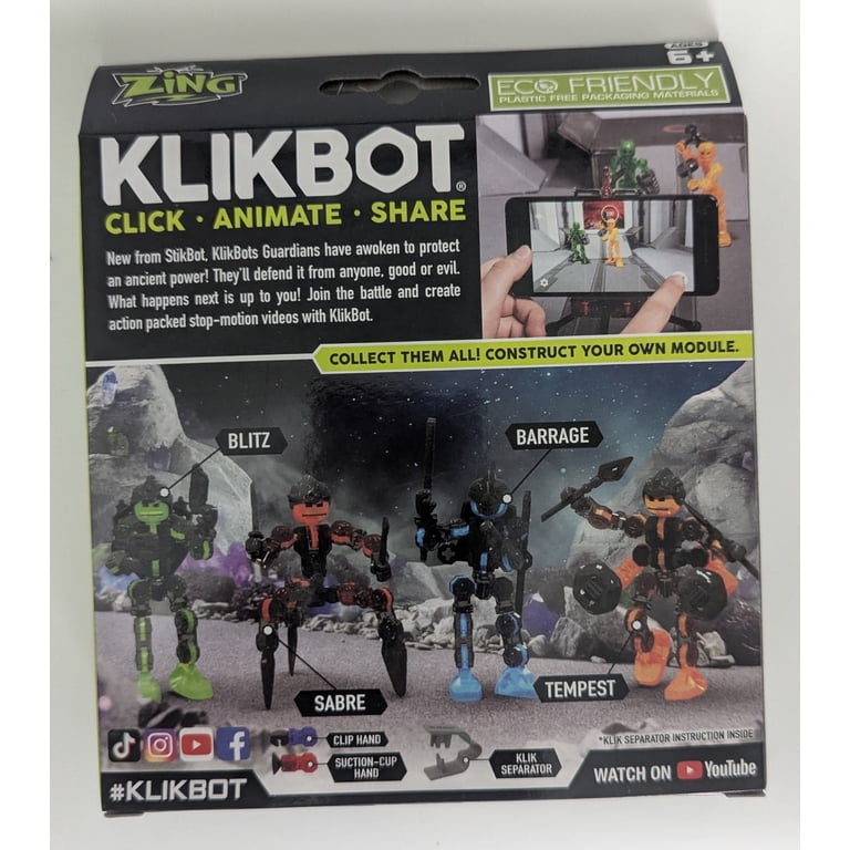 Zing Klikbot - Juego completo de 4 figuras de acción posables con ar