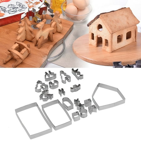 

Brrnoo DIY Baking Tool 18Pcs/Set Stainless Steel Cookies Cutter Biscuits Mold Gingerbread House Mold DIY Baking Tool Baking Mold Set