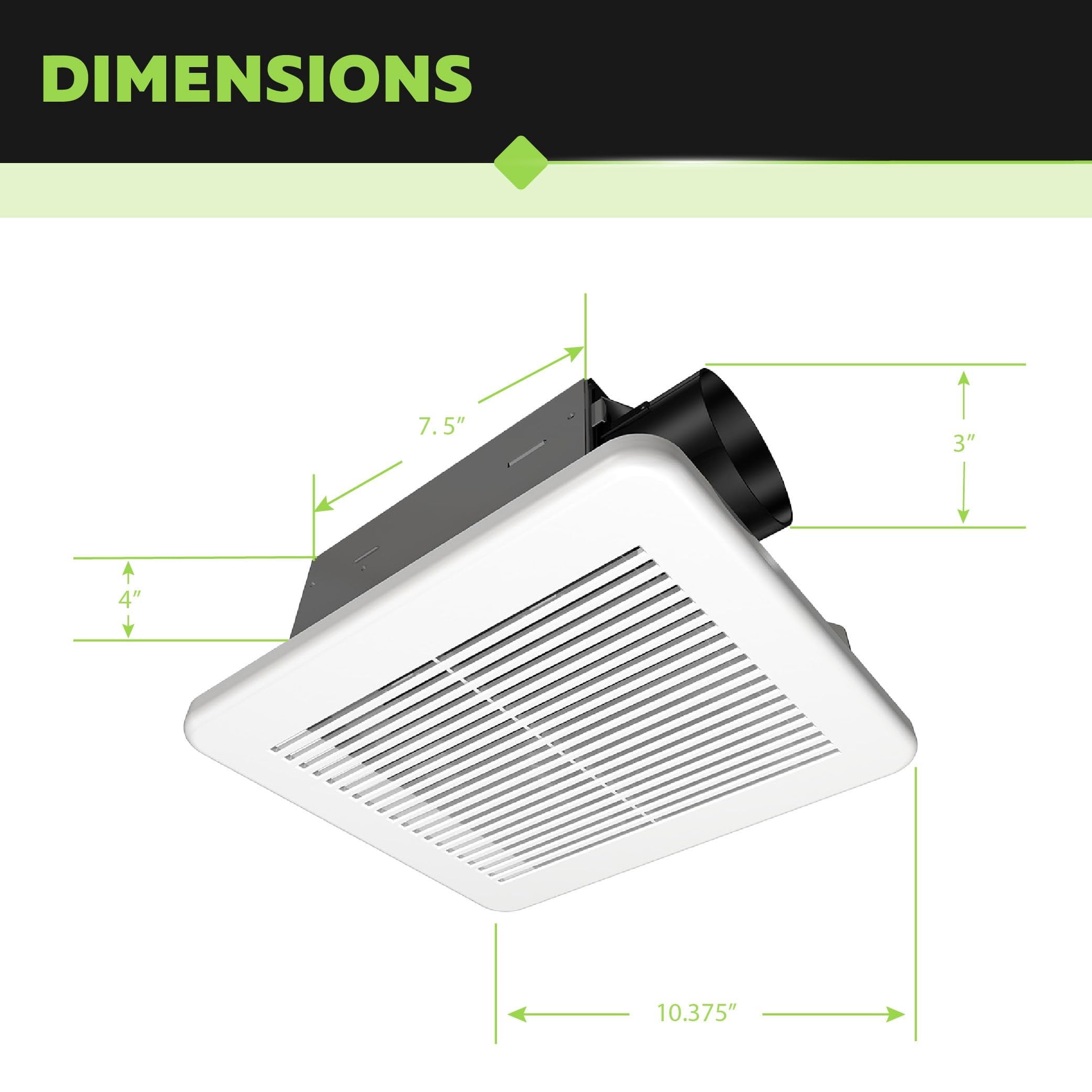 Homewerks 7114-02-HW DC Bathroom Fan 50-CFM 1.0 Sone White