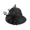 thumbnail image 1 of Sombrero para el sol Chic Headwear Flapper Tela de lino de lujo Sombrero pequeño Negro, 1 of 1
