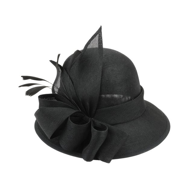 Sombrero para el sol Chic Headwear Flapper Tela de lino de lujo Sombrero pequeño Negro