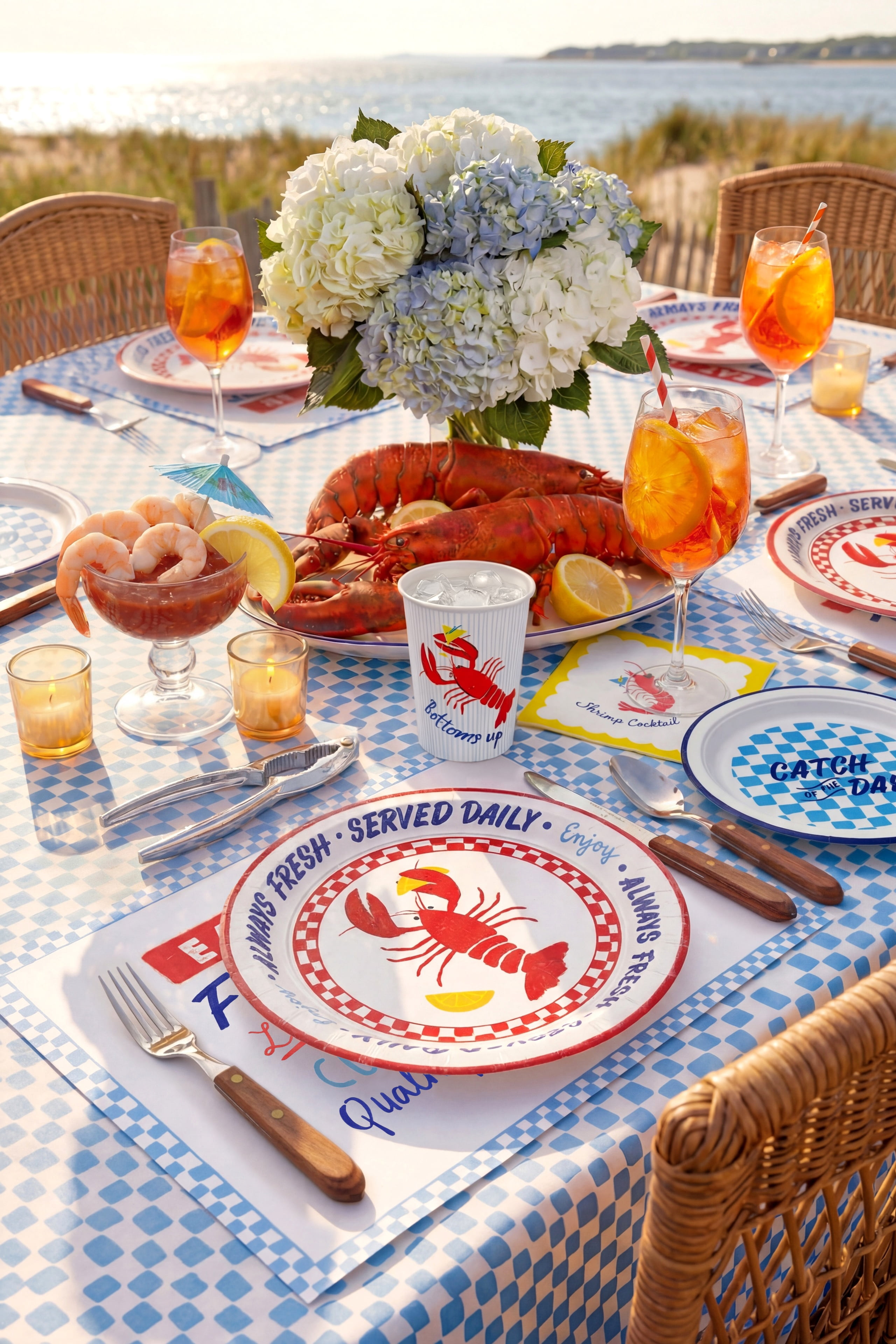 Bright Tides Multicolor Shrimp Cocktail Disposable Paper Napkins, 5" x 5", 20 Count, by Way To Celebrate