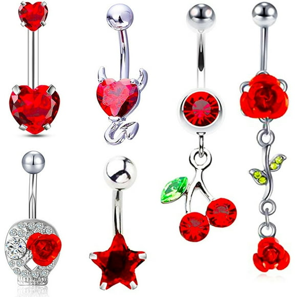 Bague ventre Rose petit - 6pcs en acier inoxydable Bijoux Bijoux Bijoux de nombril