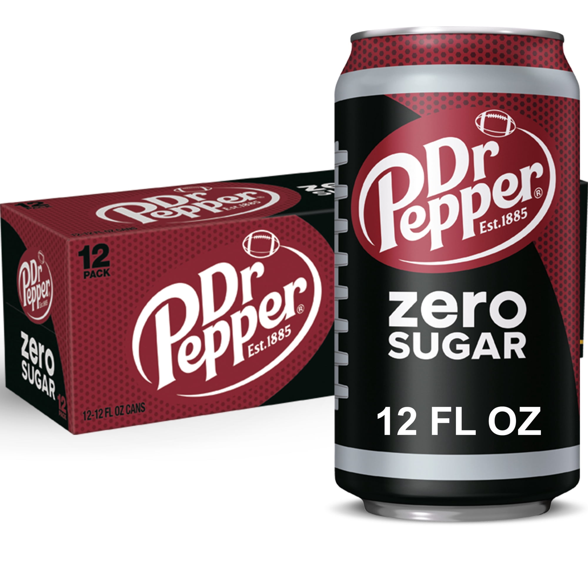 Dr Pepper Zero Sugar Soda Pop, 12 fl oz, 12 Pack Cans