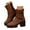 Brown, variant on UngA Woman's Boots Round Toe Buckle with Side Zip Slouch Flat to Low Heel Boots for Women Mid Calf Brown,Size 6