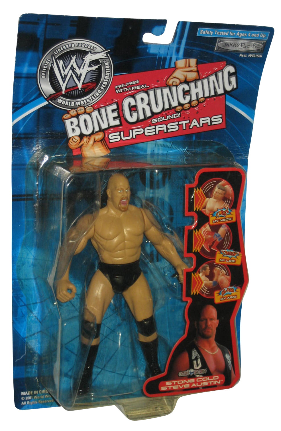WWF Bad Boys Stone Cold Steve Austin OS Crunching Wrestling Figure ~ Neuf sous emballage 