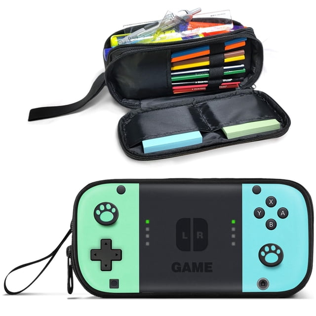 Estuche para lápices JIRAIKEI Gamer, grande, 2 compartimentos con cremallera