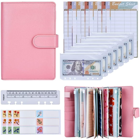A6 Cash Envelope Budget Binder - The Cute Mini Leather Binder with 12 Money Envelopes & Expense Tracker for Cash