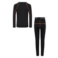 thumbnail image 2 of Moggemol Ensemble de Couche de Base de Compression pour Garçons, Col Rond, Haut à Manches Longues avec Leggings à Taille Élastique, Noir Orange 30, 2 of 7