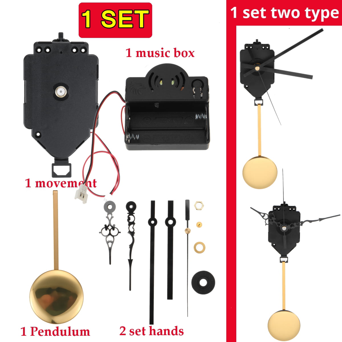 Pendulum Chime Quartz Clock Mechanism Movement Music Box Repair Accessories Kit 