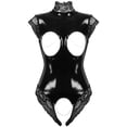thumbnail image 2 of Traje de cuerpo fetiche erótico para mujer, traje de peluche sin entrepierna, Catsuit de látex de Pvc negro Wetlook gótico, lencería Sexy Porno, 2 of 4