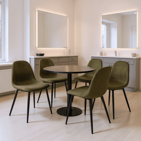 Homy Casa Set of 4 Modern Salon Chairs Upholstered Side Chairs with Ergonomic Curved Back and Sturdy Metal Legs for Beauty Salon Spa and Waiting Area