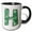 Black/White, variant on 3drose, Cute Green Four Leaf Clover Curly Cue Monogram Initial H, 11oz Two-tone Red Mug