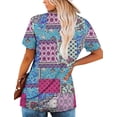 thumbnail image 4 of Women’s Short Sleeve Floral Tops Summer Casual Loose Fit Tunic Shirts Button Detail Flowy Blouses for Leggings Jeans Daily Wear, 4 of 5